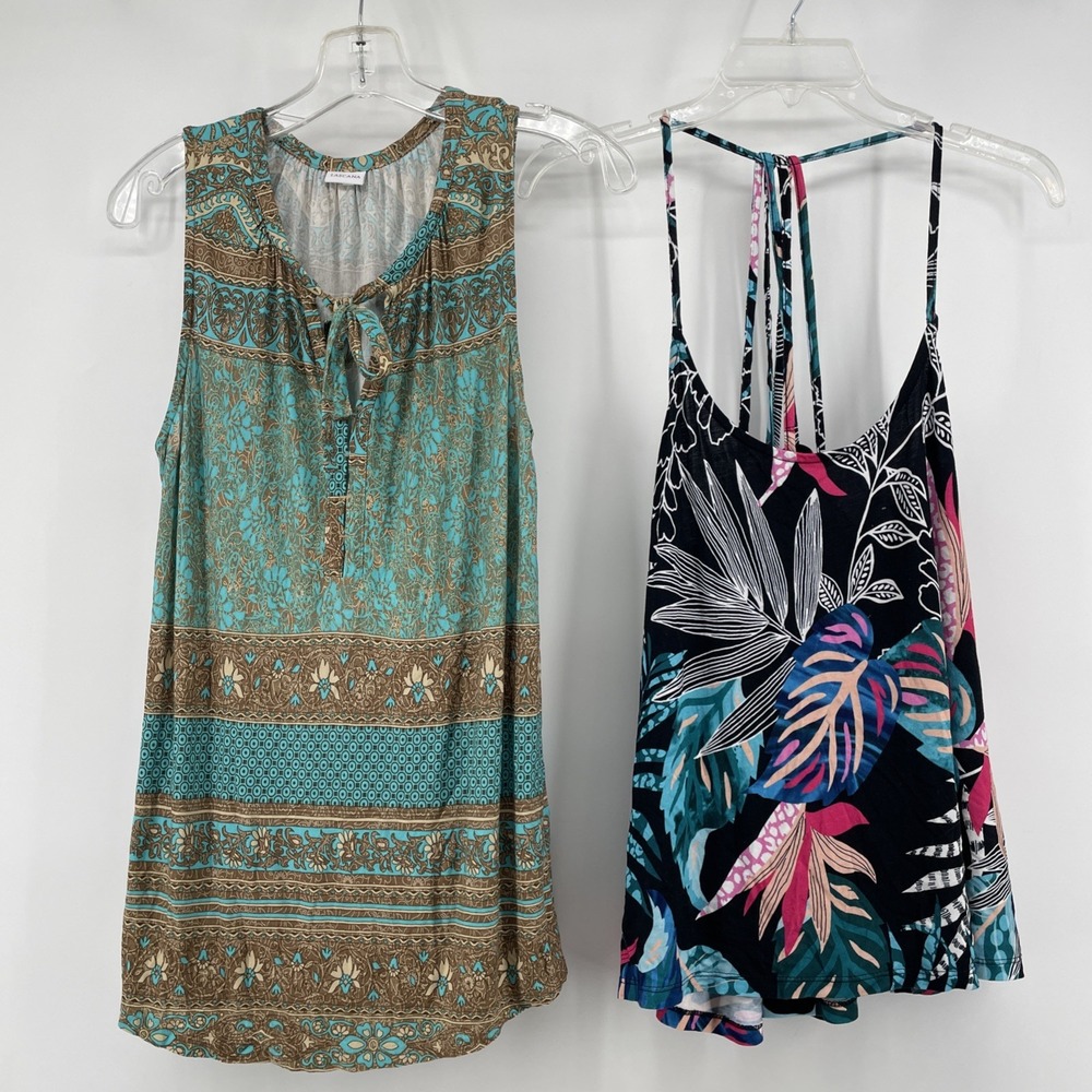2-LASCANA Tops Women's Medium  Sleeveless Soft Viscose Resortwear Beachy Comfort